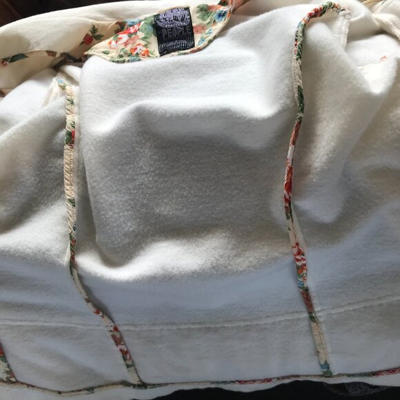 VTG Free People cream jacket women's 8 sheer peplum holiday bohemian hippie - Picture 7 of 8